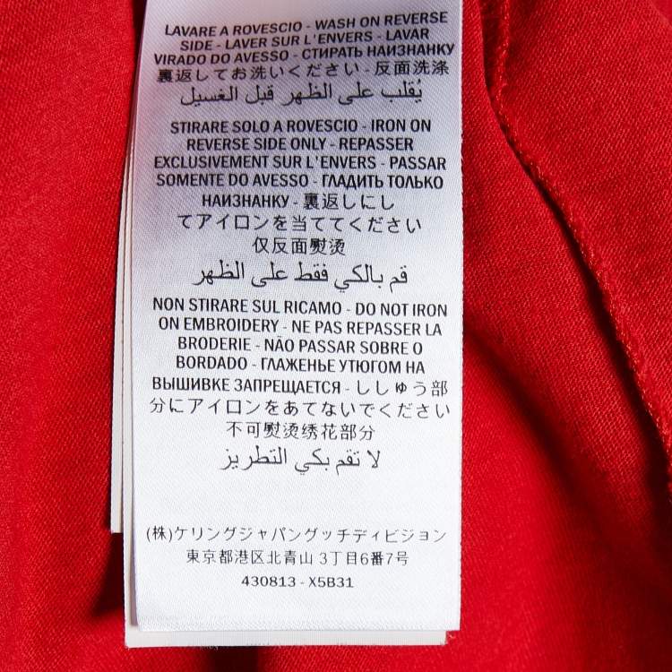 Pre Owned Gucci Red L'Aveugle Par Amour Print Cotton Crew Neck T-Shirt M