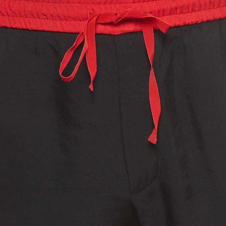 Pre Owned Gucci Black Crepe Contrast Trim Detailed Joggers XS