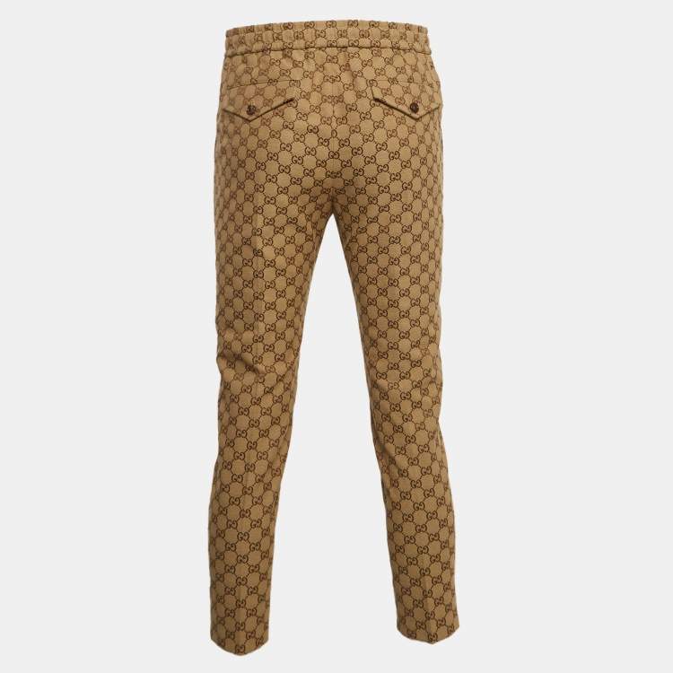 Pre Owned Gucci Brown GG Web Canvas Pants XS