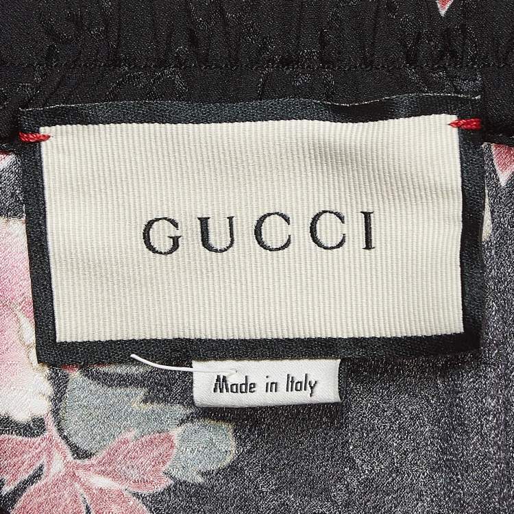 Pre Owned Gucci Black Floral Print Silk Shorts XS