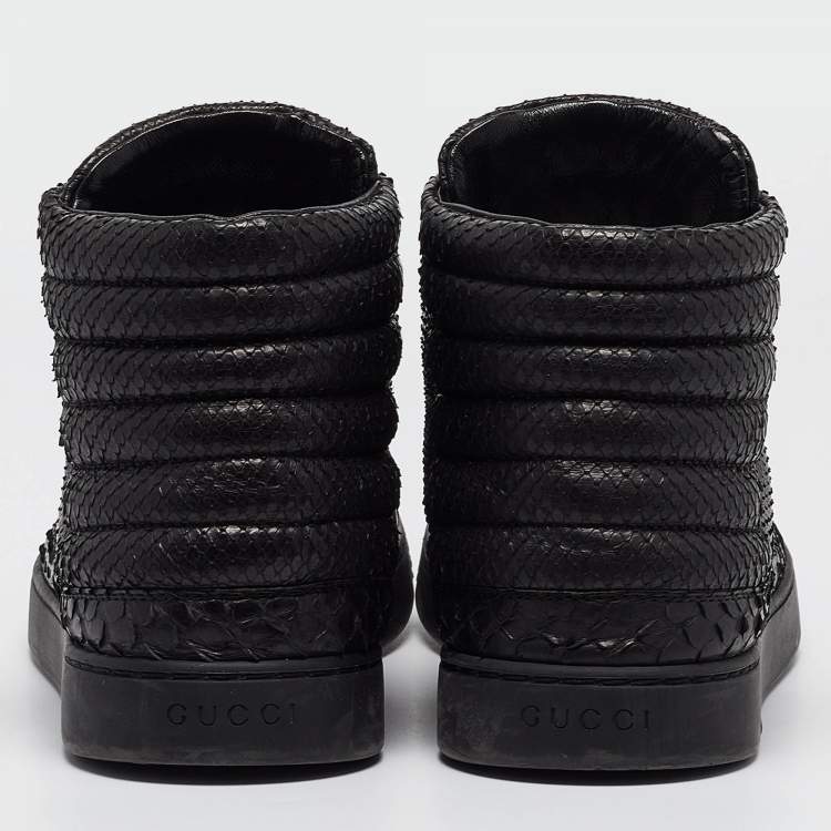 Pre Owned Gucci Black Python High Top Sneakers Size 42.5