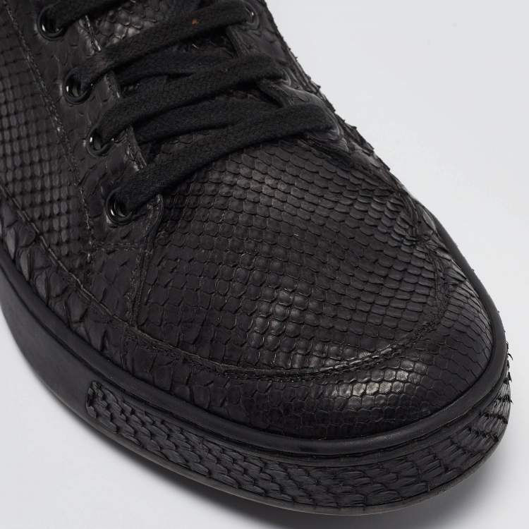 Pre Owned Gucci Black Python High Top Sneakers Size 42.5