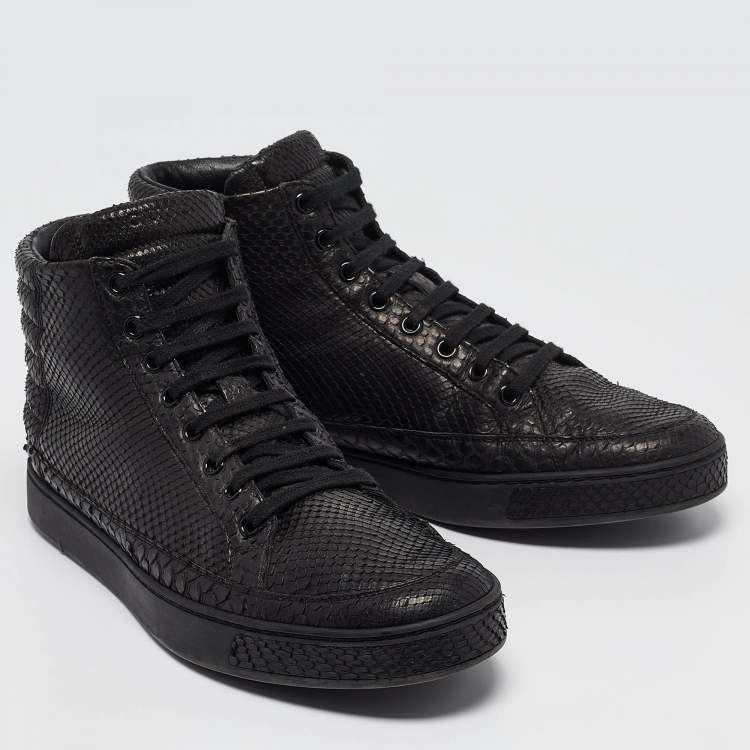 Pre Owned Gucci Black Python High Top Sneakers Size 42.5
