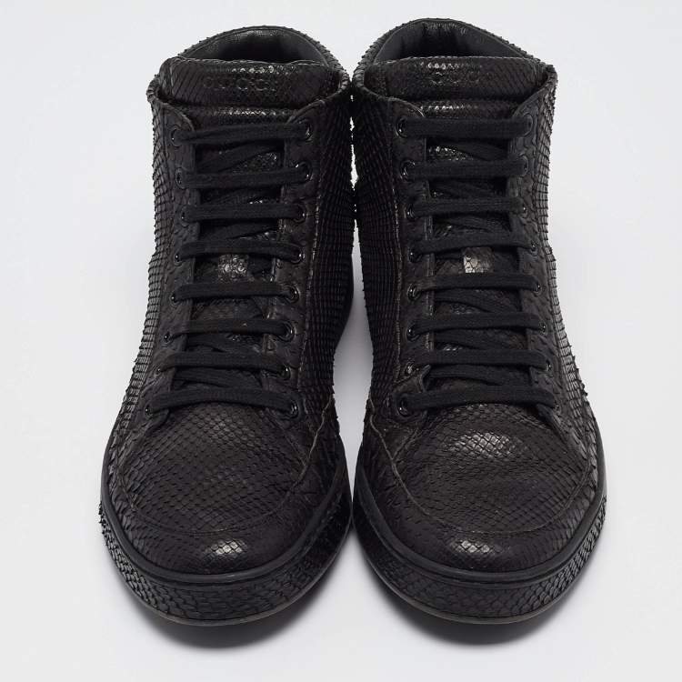 Pre Owned Gucci Black Python High Top Sneakers Size 42.5