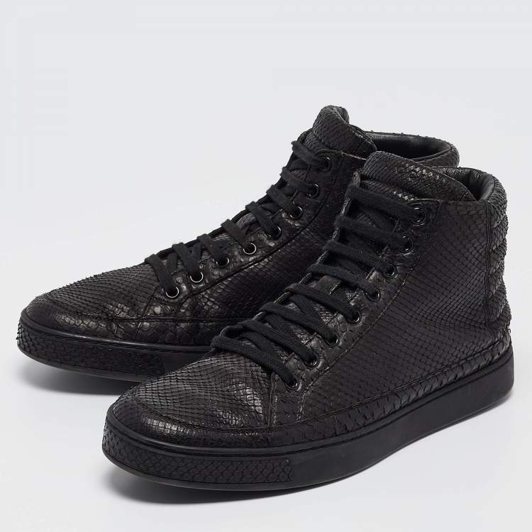 Pre Owned Gucci Black Python High Top Sneakers Size 42.5
