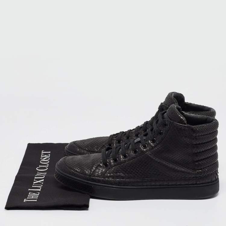 Pre Owned Gucci Black Python High Top Sneakers Size 42.5