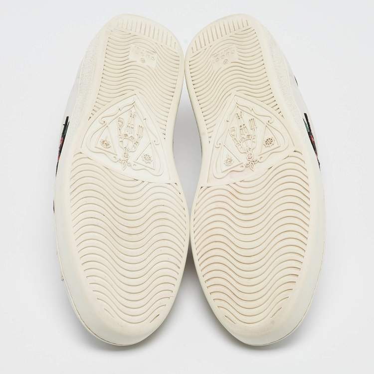 Pre Owned Gucci White Leather Web Ace Sneakers Size 42.5