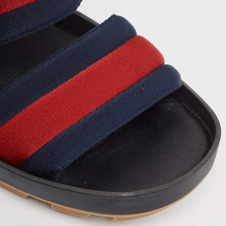 مملوكة مسبقًا Gucci Tricolor Leather and Canvas Rimini Slingback Sandals Size 43