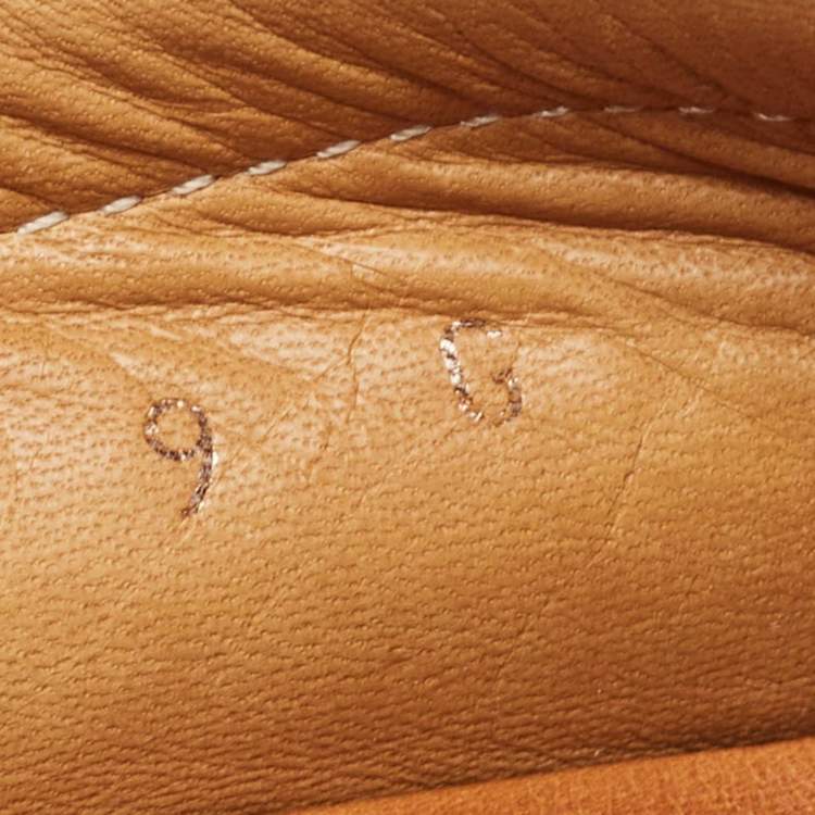 Pre Owned Gucci Brown Leather Web Slip On Loafers Size 43