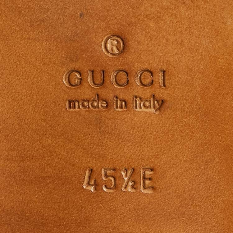 Pre Owned Gucci Brown Brogue Leather Slip On Oxford Size 45.5