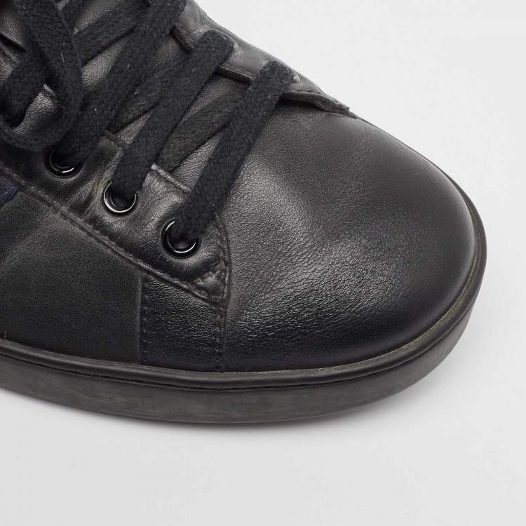 Pre Owned Gucci Black Leather Web Ace Sneakers  Sneakers Size 43