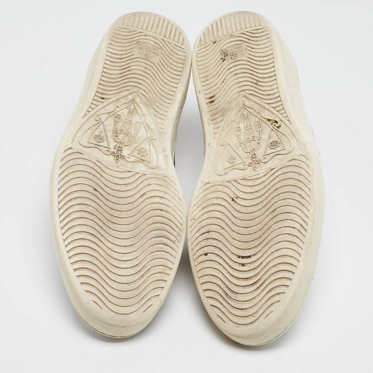 Pre Owned Gucci White Leather Web Ace Sneakers Size 46