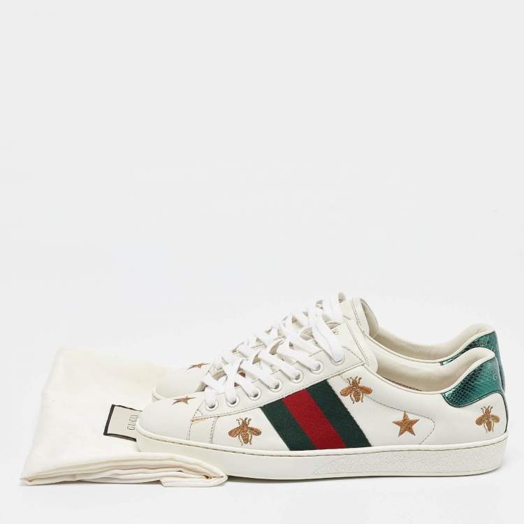 Pre Owned Gucci White Leather Web Ace Lace Up  Sneakers Size 39