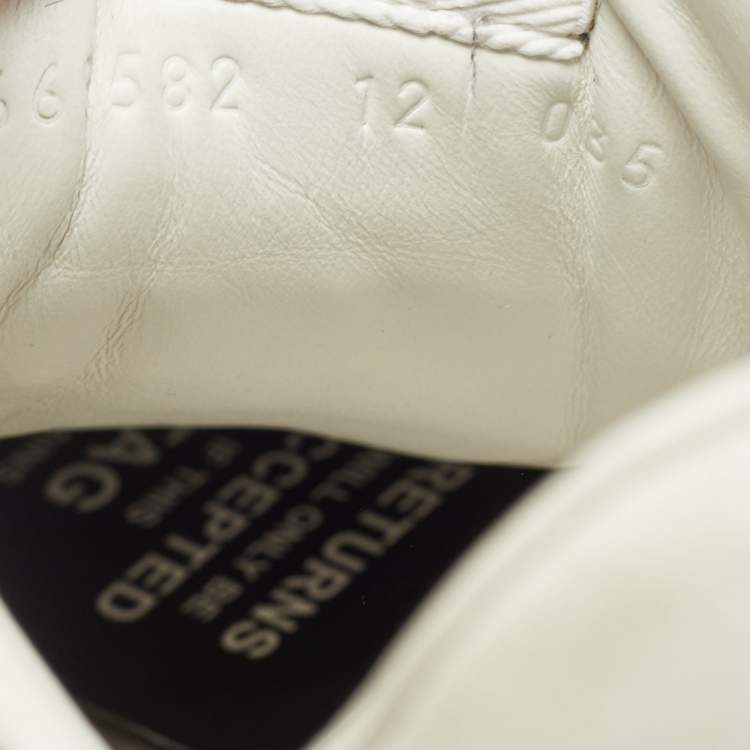 Pre Owned Gucci Cream Leather GG Embossed Sneakers Size 46