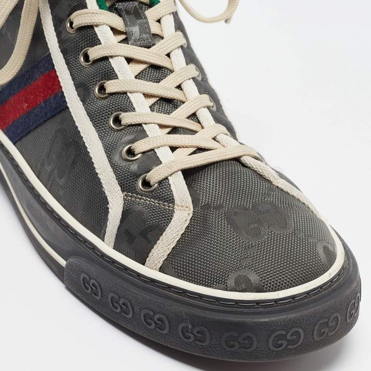 Pre Owned Gucci Grey GG Canvas Tennis 1977 High Top Sneakers Size 47