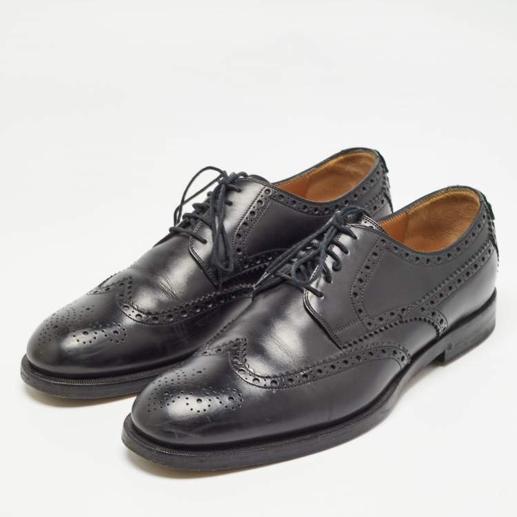 Pre Owned Gucci Black Leather Brogue Oxfords Size 41