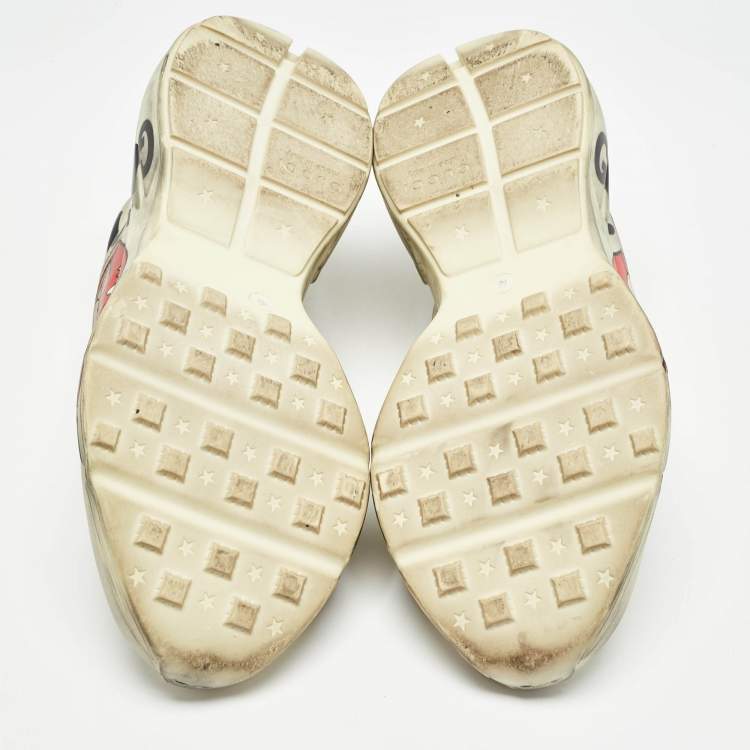 مملوكة مسبقًا Gucci Cream Leather Rhyton Lace Up Sneakers Size 44