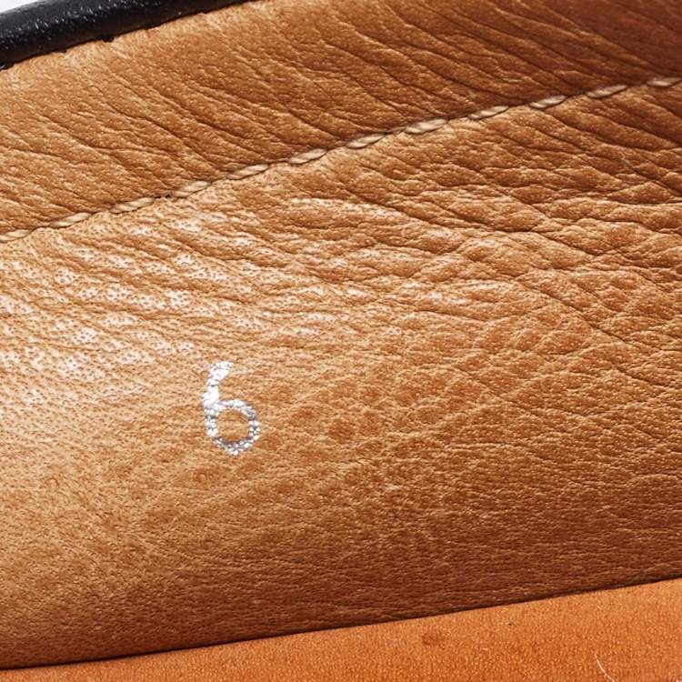 Pre Owned Gucci Black Leather Web Trim Slip On Loafers Size 40