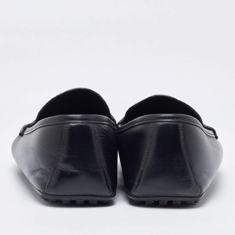 مملوكة مسبقًا Gucci Black Guccissima Leather Penny Slip On Loafers Size 42
