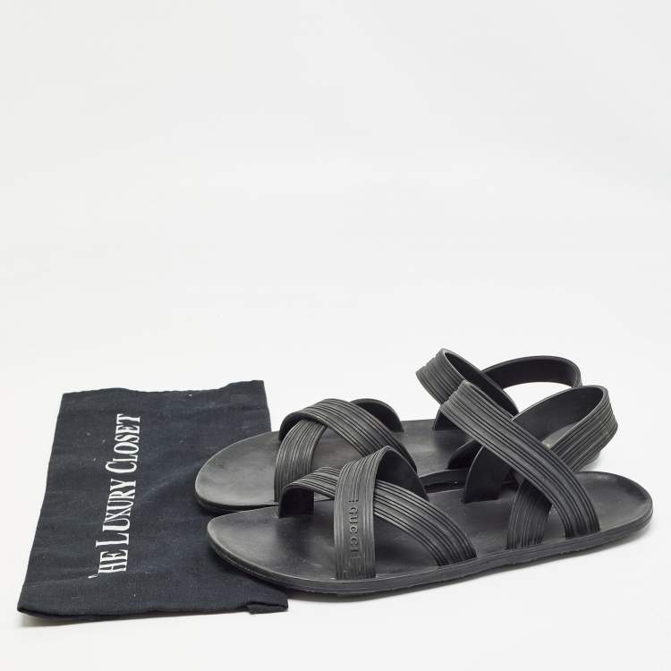 مملوكة مسبقًا Gucci Black Rubber Elastic Crisscross Sandals Size 40