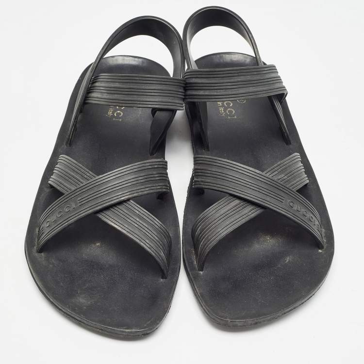 مملوكة مسبقًا Gucci Black Rubber Elastic Crisscross Sandals Size 40
