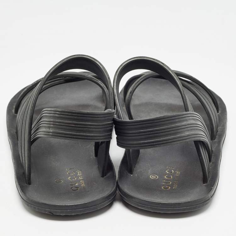 مملوكة مسبقًا Gucci Black Rubber Elastic Crisscross Sandals Size 40
