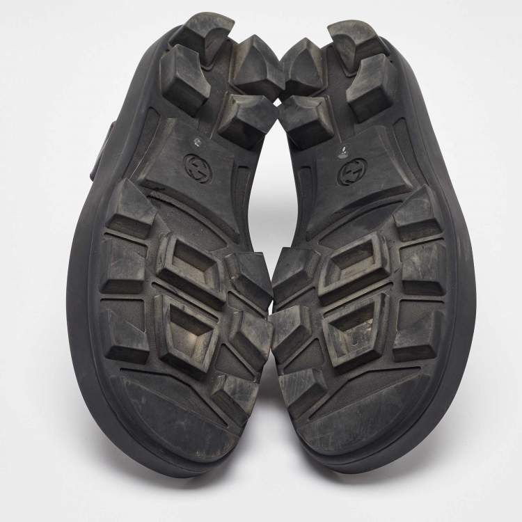 Pre Owned Gucci Green/Red Web Canvas Flat Sandals Size 41