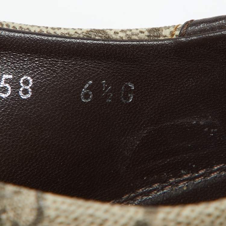 Pre Owned Gucci Beige/Brown GG Supreme Canvas and Leather Low Top Sneakers Size 40.5