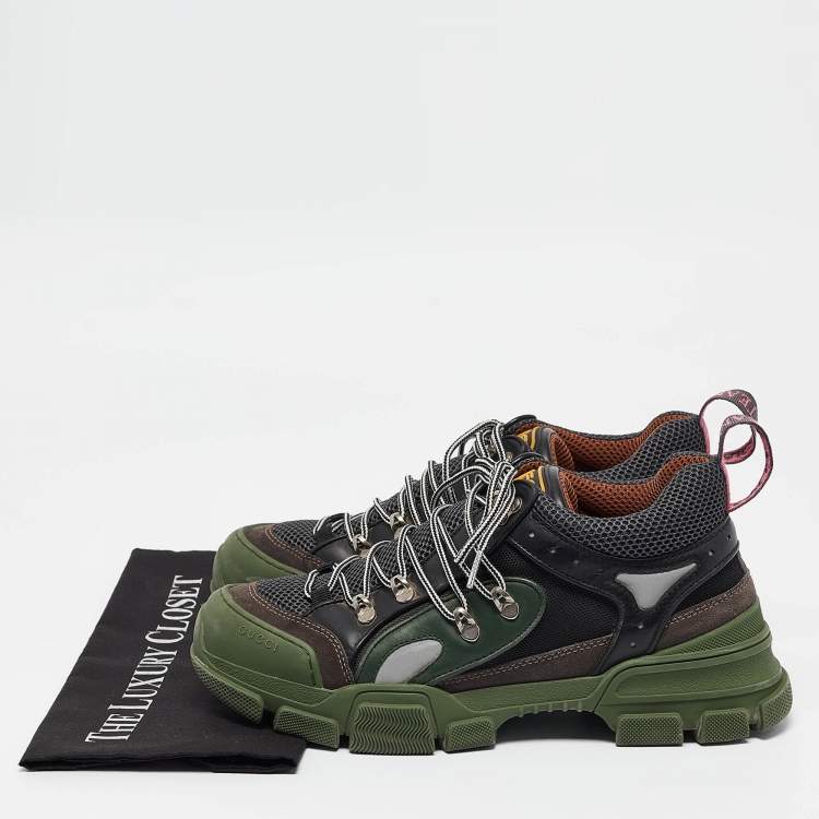 Pre Owned Gucci Multicolor Canvas and Mesh Flashtrek Sneakers Size 42