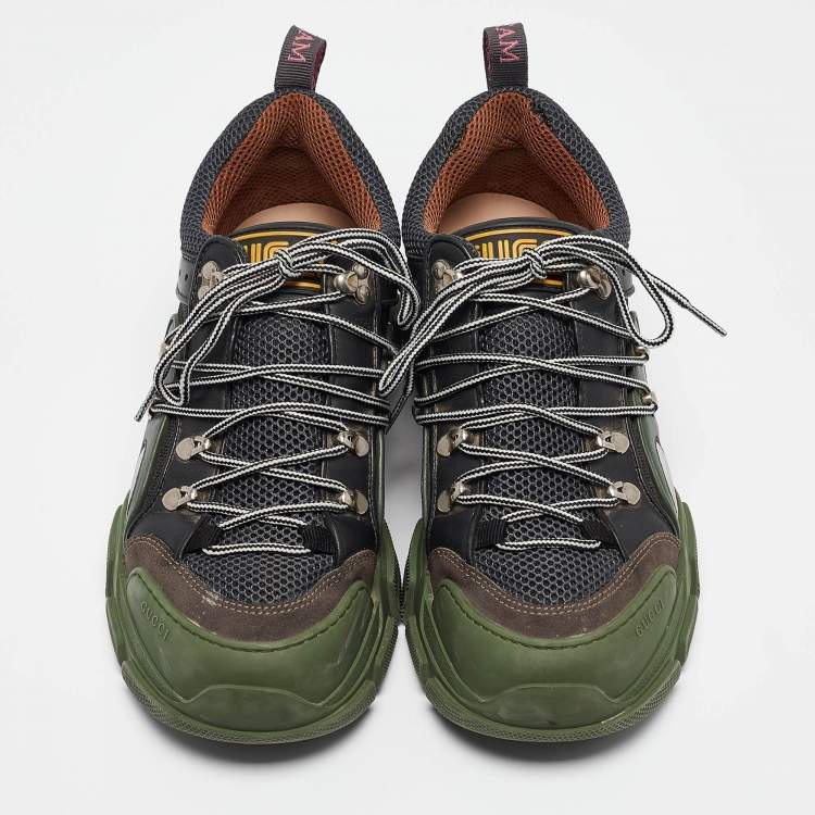 Pre Owned Gucci Multicolor Canvas and Mesh Flashtrek Sneakers Size 42