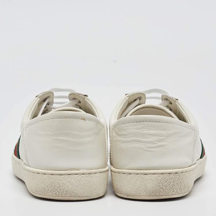 مملوكة مسبقًا Gucci White Leather Embroidered Bee Ace Sneakers Size 40