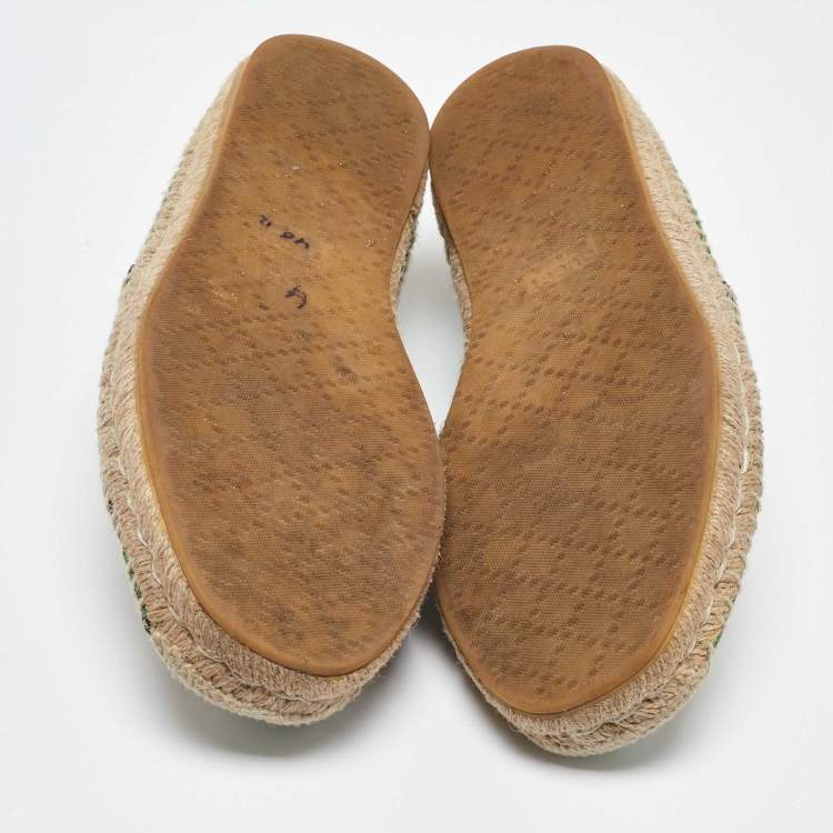 Pre Owned Gucci Multicolor Bengal Tiger Print Supreme Canvas and Leather Pilar Espadrille Loafers Size 40.5