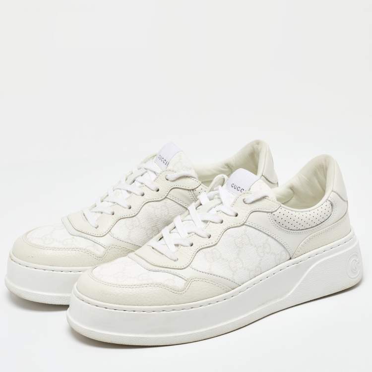 Pre Owned Gucci Off White GG Sumpreme Canvas and Leather Chunky B Sneakers Size 41