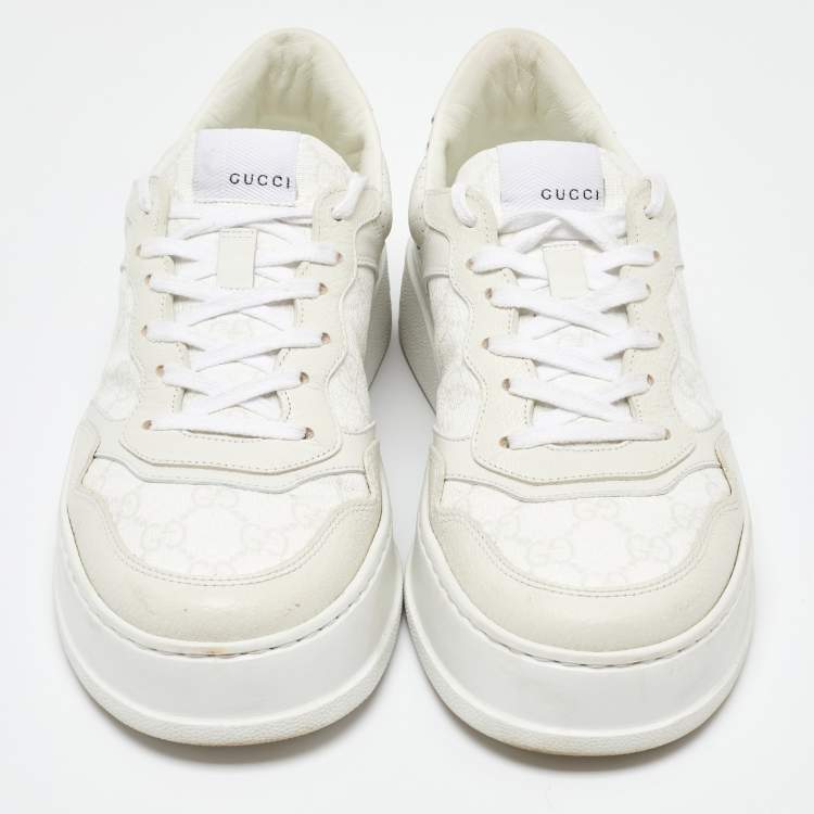 Pre Owned Gucci Off White GG Sumpreme Canvas and Leather Chunky B Sneakers Size 41