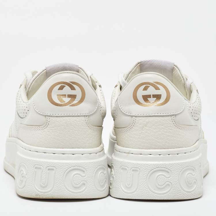 Pre Owned Gucci Off White GG Sumpreme Canvas and Leather Chunky B Sneakers Size 41