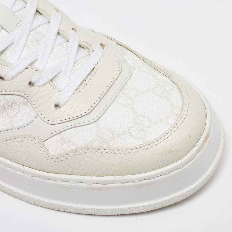 Pre Owned Gucci Off White GG Sumpreme Canvas and Leather Chunky B Sneakers Size 41