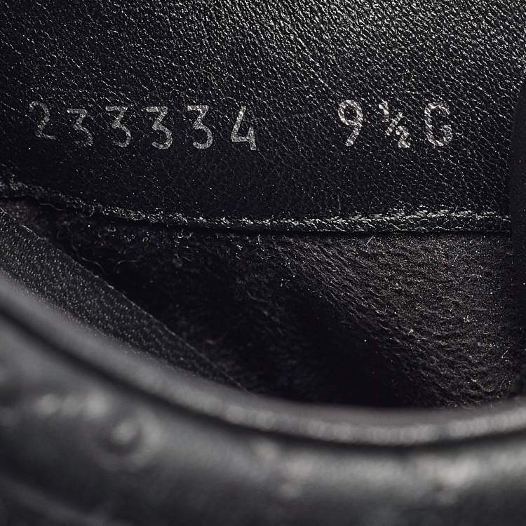 Pre Owned Gucci Black Guccissima Leather Web Low Top Sneakers Size 43.5