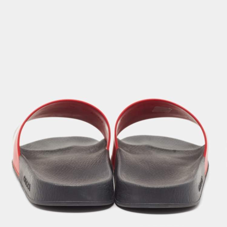 Pre Owned Gucci Multicolor GG Rainbow Rubber Pool Slides Size 45