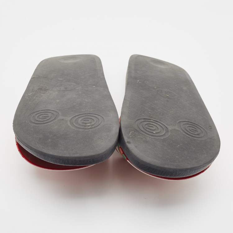 Pre Owned Gucci Multicolor GG Rainbow Rubber Pool Slides Size 45