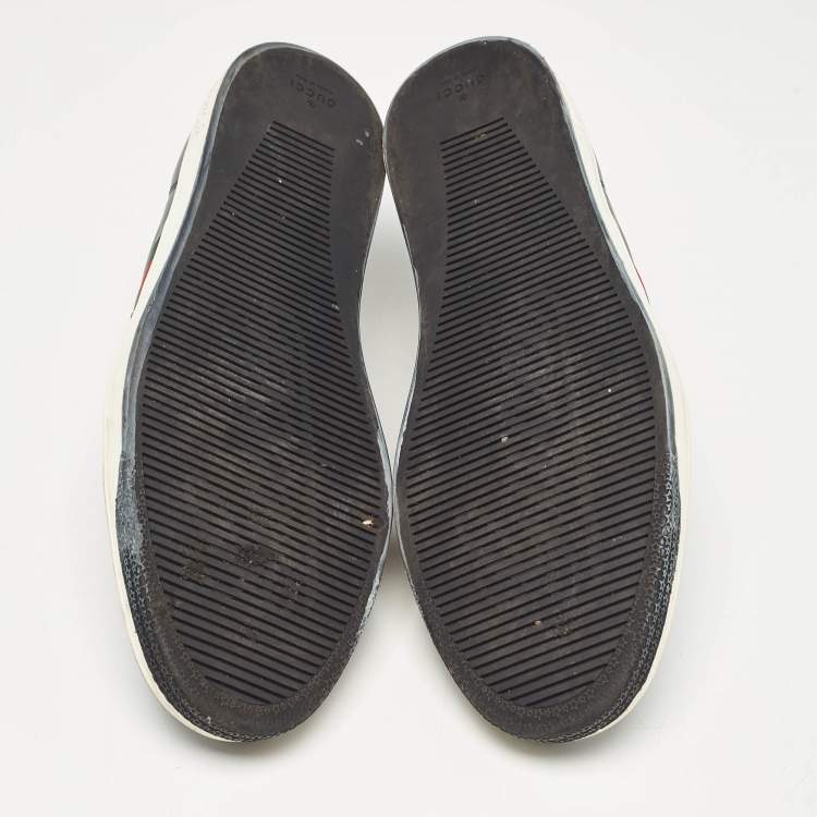 مملوكة مسبقًا Gucci Green Leather Web Low Top Sneakers Size 44