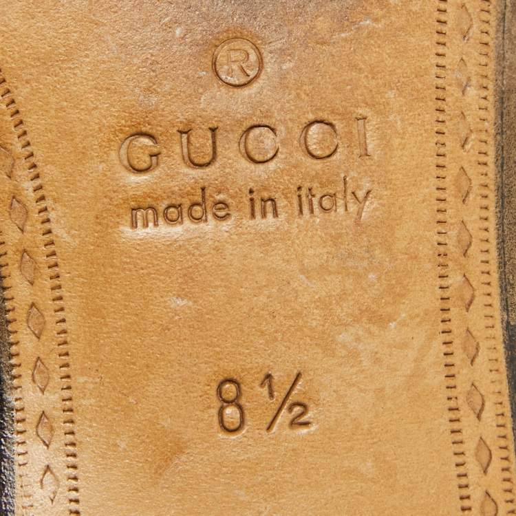 Pre Owned Gucci Black Leather Horsebit Loafers Size 42.5