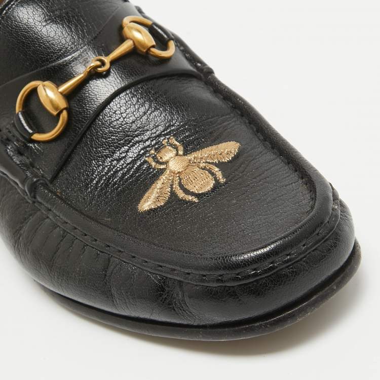 Pre Owned Gucci Black Leather Horsebit Loafers Size 42.5