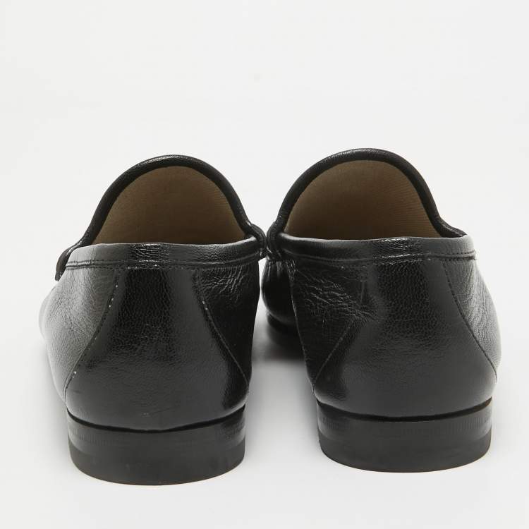 Pre Owned Gucci Black Leather Horsebit Loafers Size 42.5