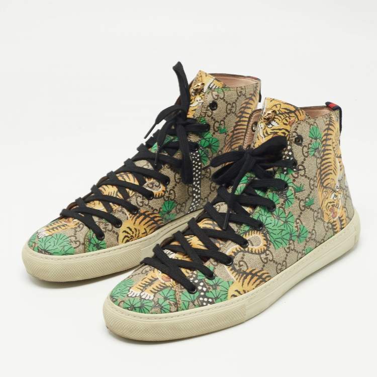 Pre Owned Gucci Multicolor GG Coated Canvas High Top Sneakers Size 44