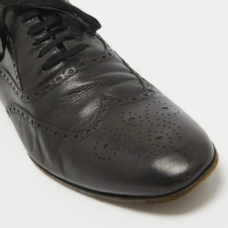 Pre Owned Gucci Black Brogues Leather Lace Up Oxford Size 45