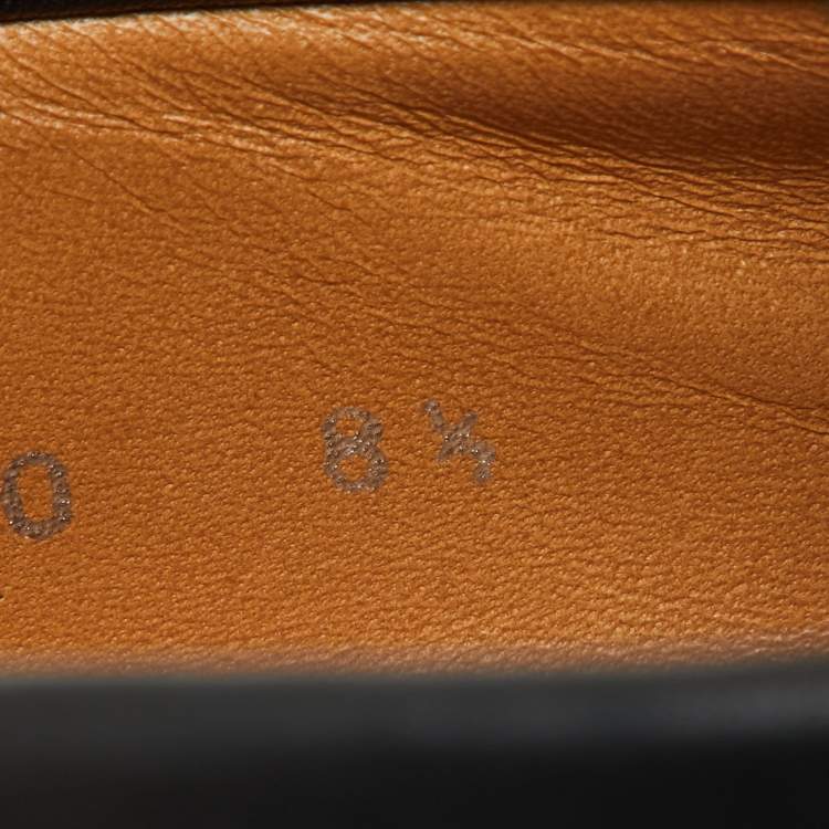 مملوكة مسبقًا Gucci Black Leather Web Detail Loafers Size 42.5