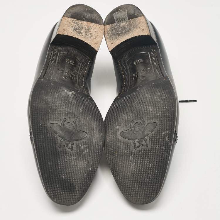 Pre Owned Gucci Black Leather Lace Up Derby Size 44.5