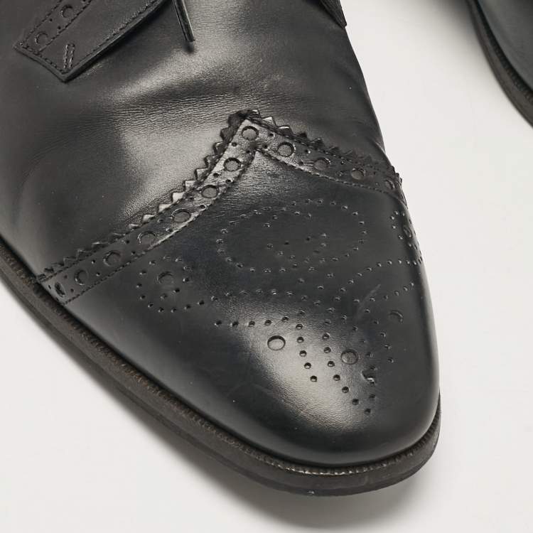 Pre Owned Gucci Black Leather Lace Up Derby Size 44.5