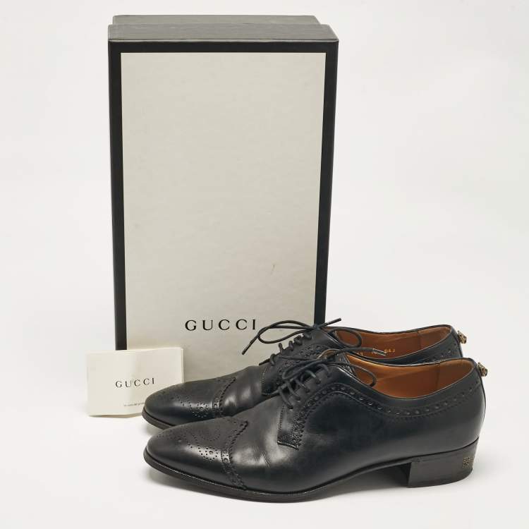 Pre Owned Gucci Black Leather Lace Up Derby Size 44.5