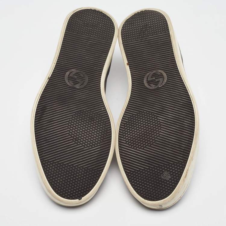 Pre Owned Gucci Beige/Brown GG Supreme Canvas and Leather Low Top Sneakers Size 41